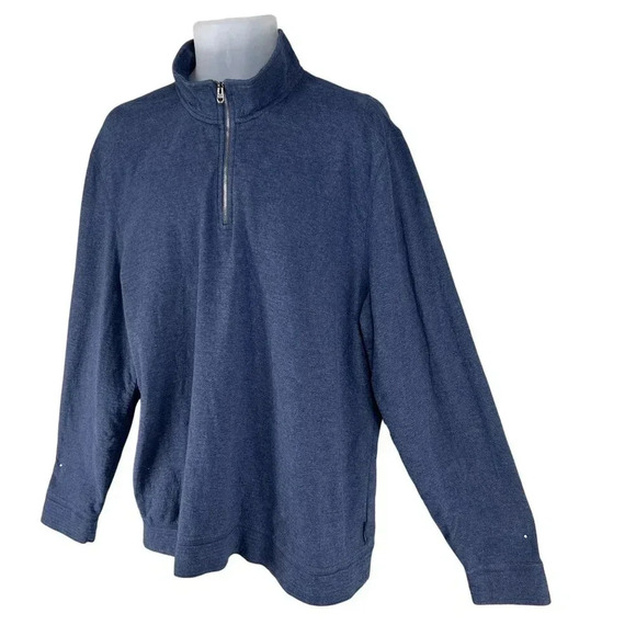 Calvin Klein Jeans Mens XL Blue 1/4 Zip Pullover Sweatshirt Minimalist Dad Wear - Picture 7 of 14